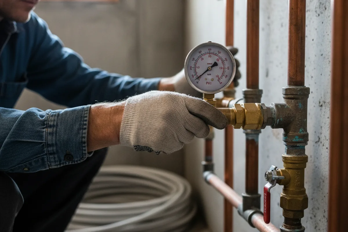 Pressure testing a repaired line during Water Line Repair in Vallejo
